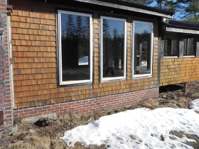 view of snow covered exterior