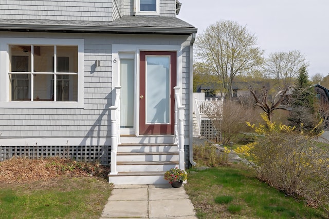 6 Sea St, Northeast Harbor, Mount Desert, ME 04662 - entrance to property with roof with shingles