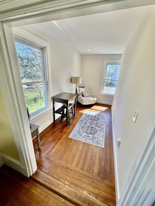 30 Mill St, Harrington, ME 04643 - sitting room with baseboards, hardwood / wood-style flooring, and recessed lighting