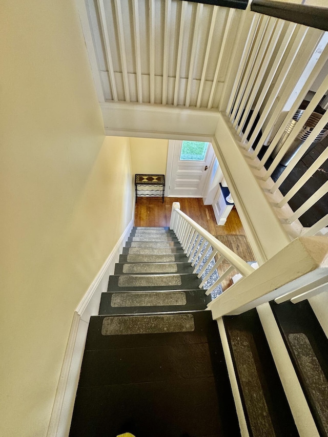 30 Mill St, Harrington, ME 04643 - staircase with wood finished floors