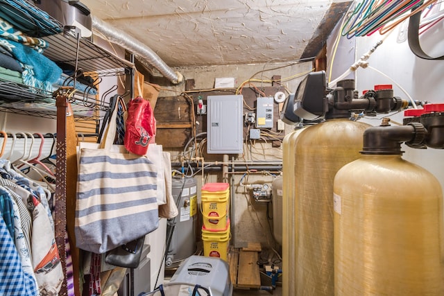 interior space featuring electric panel and electric water heater