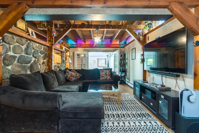 living area with baseboard heating