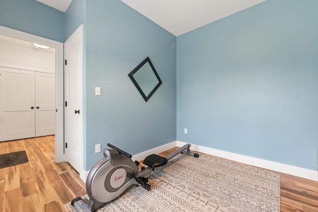 29 Hawks Nest Ln, Wells, ME 04090 - workout room with light wood-style flooring and baseboards