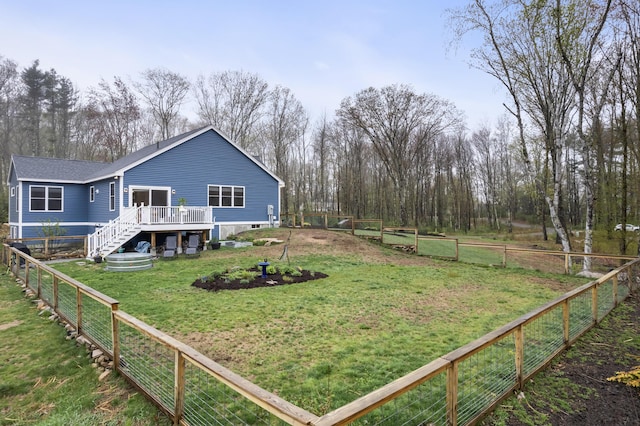 29 Hawks Nest Ln, Wells, ME 04090 - view of yard with a wooden deck and stairs