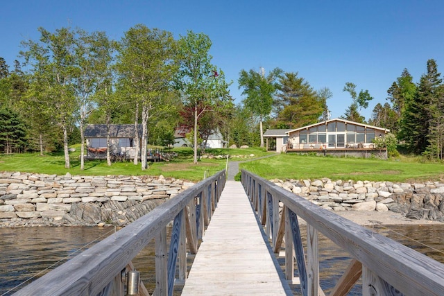 1588 Turtle Head Rd, Islesboro, ME 04848 - dock with a yard and a water view