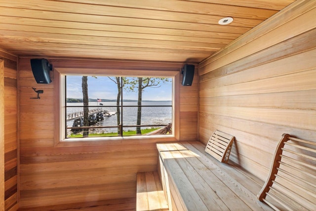 1588 Turtle Head Rd, Islesboro, ME 04848 - relaxing sauna / steam room with wooden walls and wooden ceiling
