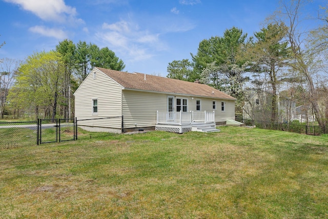 48 Woodside Dr, Kennebunk, ME 04043 - back of house with a gate, a deck, crawl space, and a shingled roof