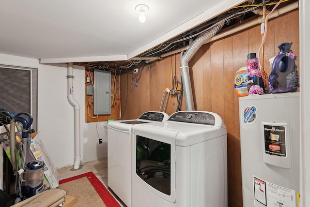 48 Woodside Dr, Kennebunk, ME 04043 - laundry room with water heater, electric panel, and independent washer and dryer