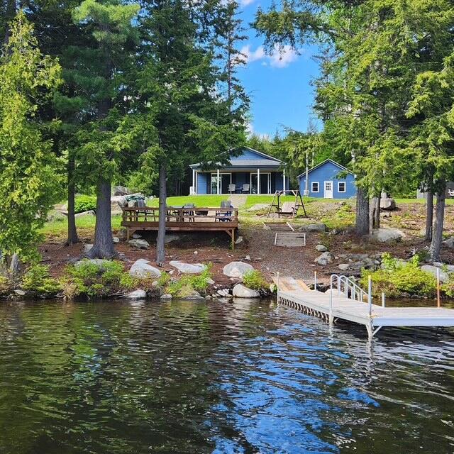 1640 Houston Rd, Lincoln, ME 04457 - dock area with a deck with water view