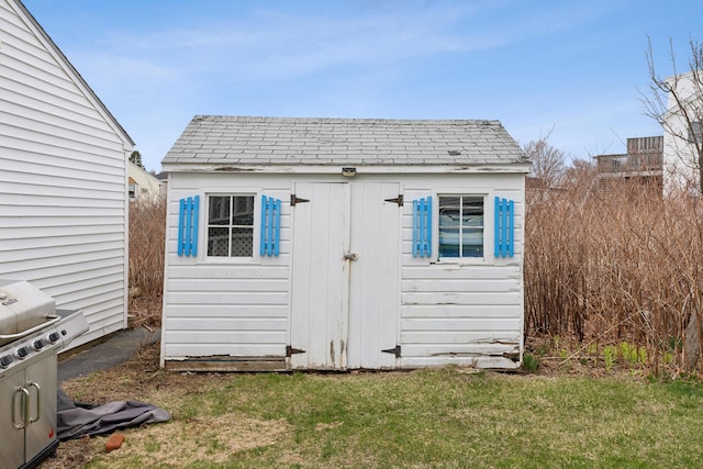 view of shed