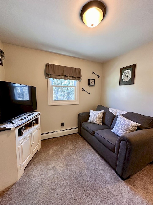 20 Patrick St, Skowhegan, ME 04976 - living room with a baseboard radiator and carpet flooring
