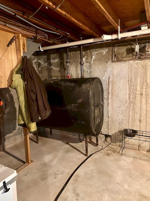 20 Patrick St, Skowhegan, ME 04976 - unfinished basement with oil tank