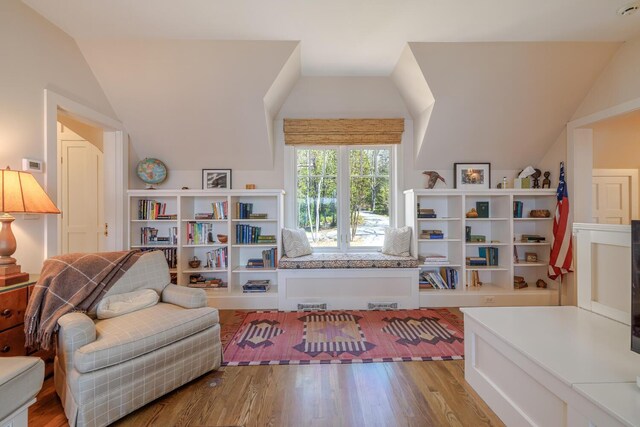 8 Spring Ln, Mount Desert, ME 04660 - living area featuring vaulted ceiling and wood finished floors