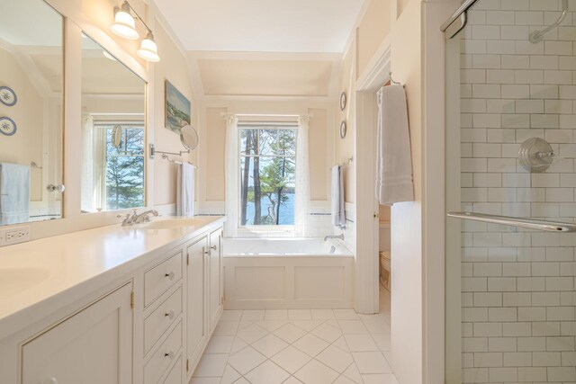 8 Spring Ln, Mount Desert, ME 04660 - full bathroom featuring plenty of natural light, tile patterned floors, a stall shower, and toilet