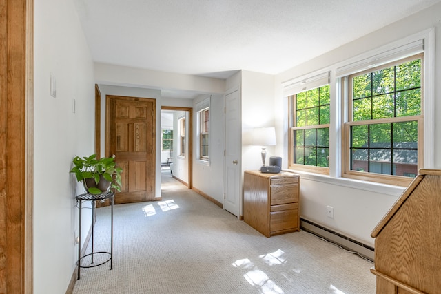 51 Beaver Dam Rd, South Berwick, ME 03908 - foyer entrance with baseboard heating, light carpet, and baseboards