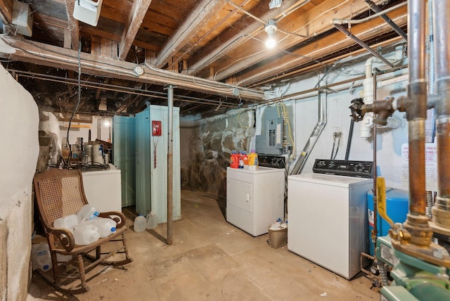 193 Spec Pond Rd, Porter, ME 04068 - unfinished below grade area with electric panel and washing machine and dryer