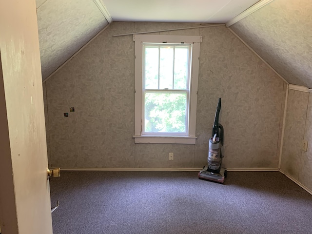 bonus room featuring carpet flooring and lofted ceiling
