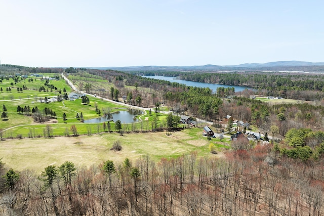 875 N Parish Rd, Turner, ME 04282 - birds eye view of property featuring a water view and a wooded view