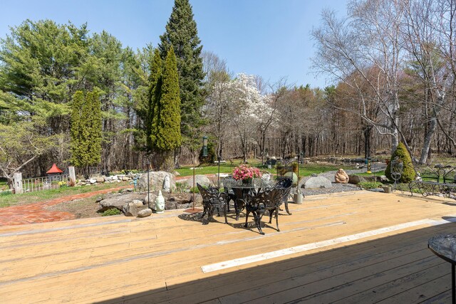 875 N Parish Rd, Turner, ME 04282 - wooden terrace featuring outdoor dining area