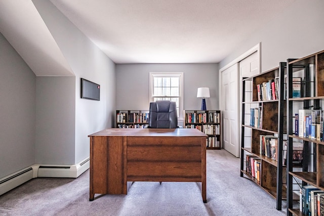 view of carpeted home office