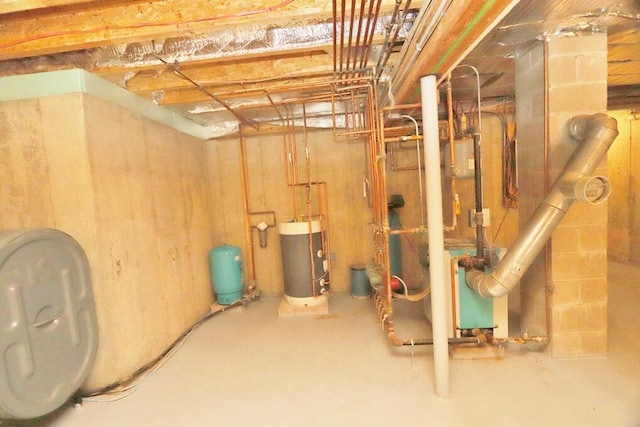 unfinished below grade area with gas water heater and heating fuel