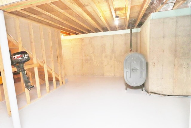 view of unfinished basement