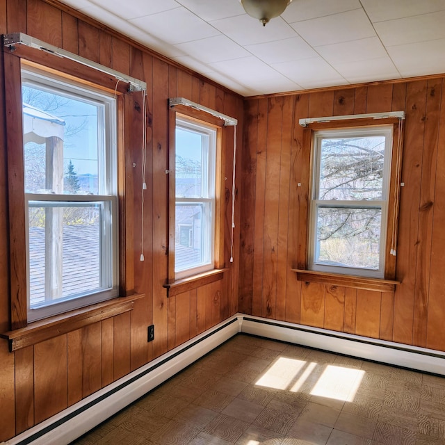34 Chase Ave, Mexico, ME 04257 - spare room featuring wooden walls and a baseboard radiator