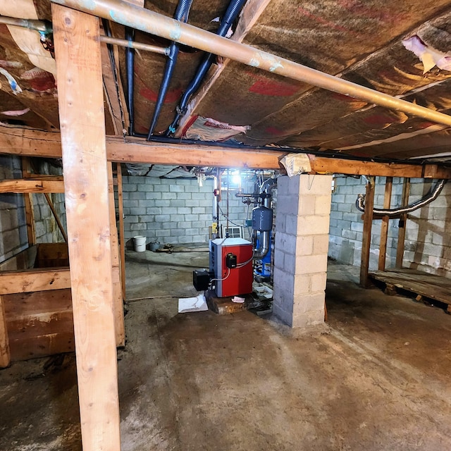 34 Chase Ave, Mexico, ME 04257 - unfinished below grade area featuring a heating unit