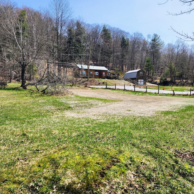 34 Chase Ave, Mexico, ME 04257 - view of green lawn with driveway and a view of trees