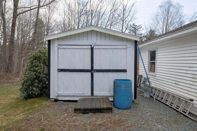 view of shed