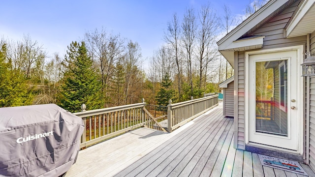 deck with a grill