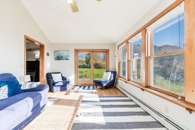 sunroom / solarium featuring a baseboard radiator