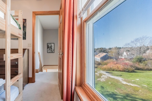 hallway with carpet flooring