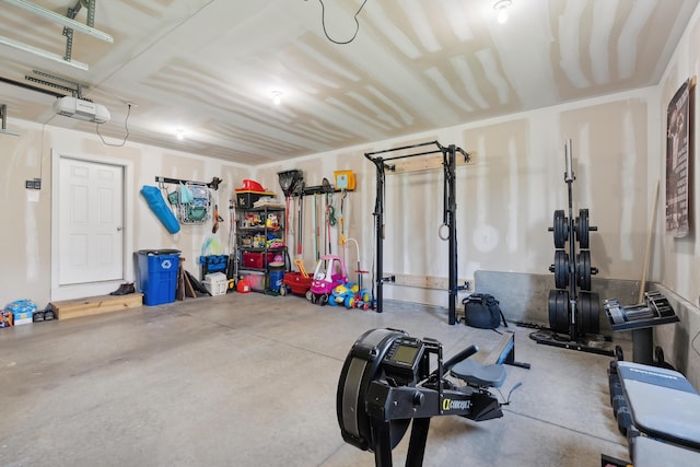 exercise area featuring a garage