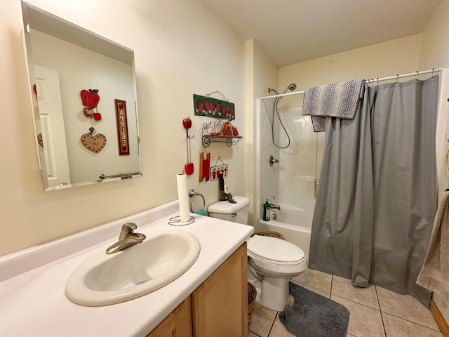 242 Bottle Lake Rd, Springfield, ME 04487 - full bath featuring vanity, tile patterned flooring, toilet, and shower / tub combo with curtain