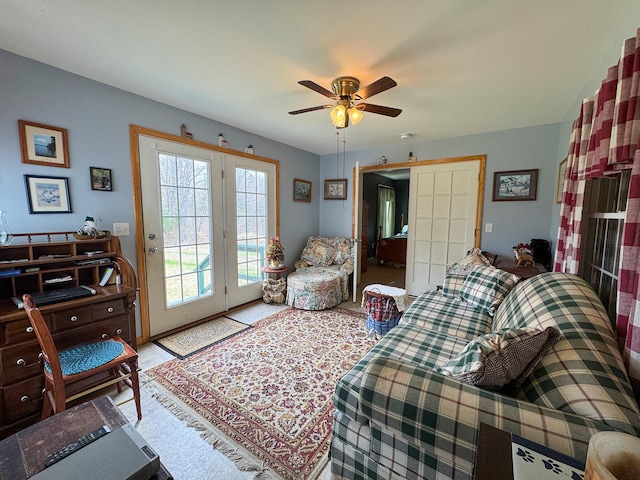 242 Bottle Lake Rd, Springfield, ME 04487 - living room featuring a ceiling fan