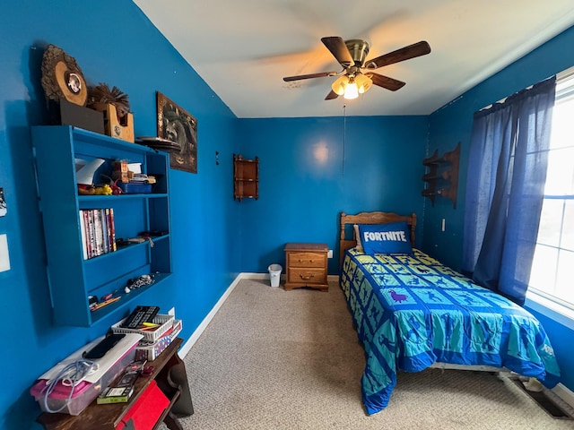 242 Bottle Lake Rd, Springfield, ME 04487 - bedroom featuring baseboards, carpet flooring, and a ceiling fan