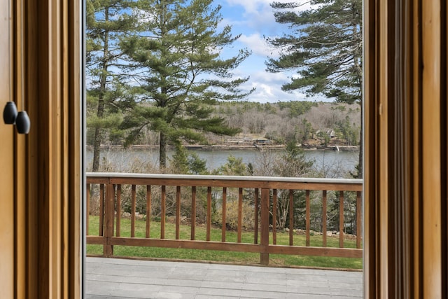view of water feature with a fenced backyard