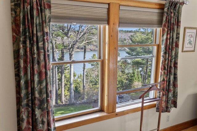room details featuring a water view