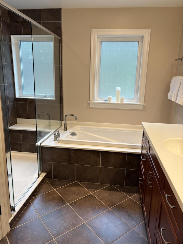 1 Mccracken Ln, Bristol, ME 04539 - full bathroom with healthy amount of natural light, a shower stall, a garden tub, and vanity