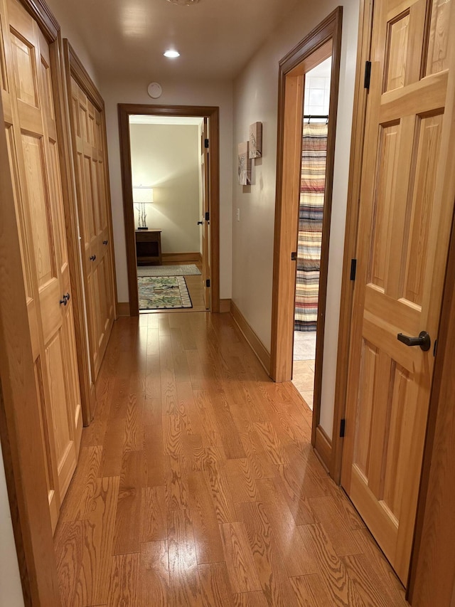 1 Mccracken Ln, Bristol, ME 04539 - hallway featuring light wood-type flooring, baseboards, and recessed lighting