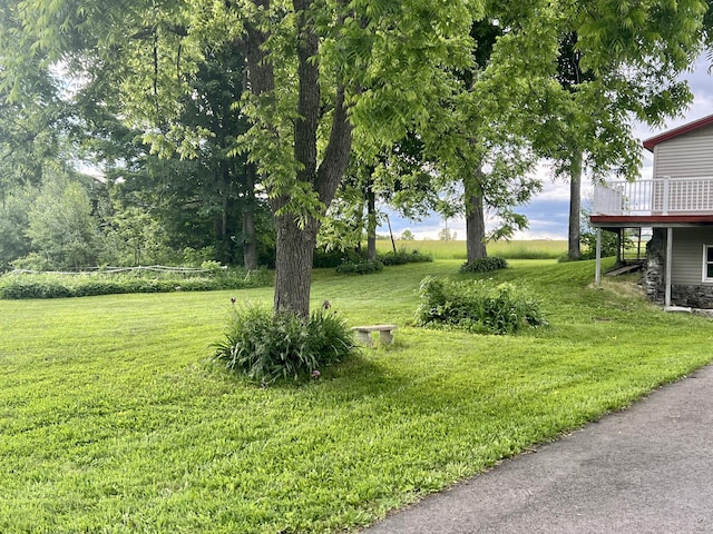 view of yard with a deck