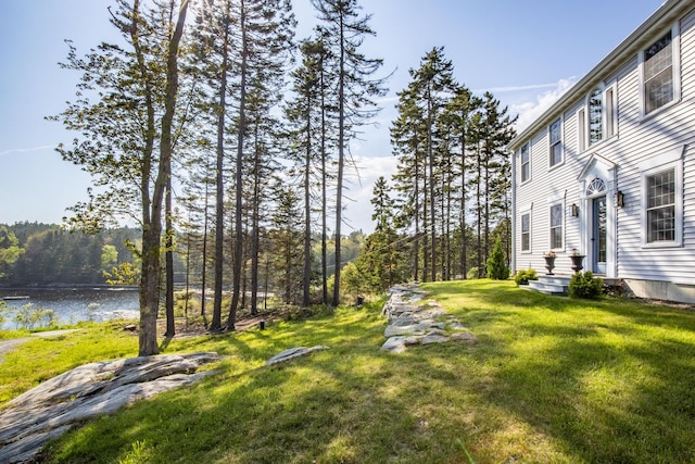 20 Campbell Rd, Southport, ME 04576 - view of green lawn with a water view and a wooded view