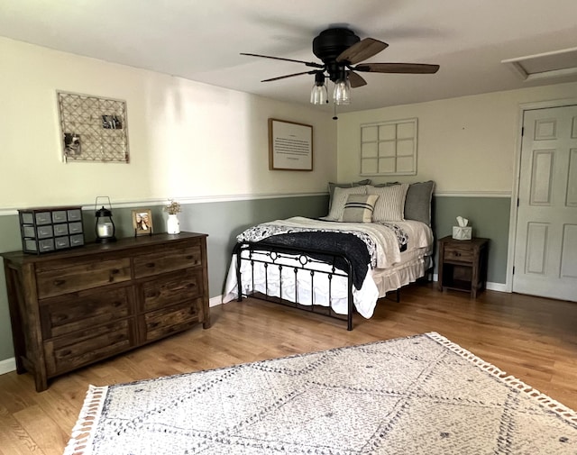 17 Fieldstone Dr, Bangor, ME 04401 - bedroom featuring wood finished floors, attic access, and ceiling fan