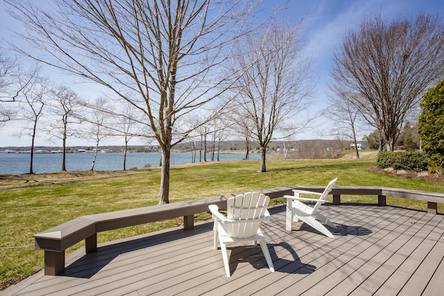 53 Jameson Point Rd Unit 24, Rockland, ME 04841 - wooden deck featuring a yard and a water view
