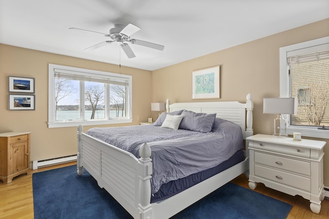 53 Jameson Point Rd Unit 24, Rockland, ME 04841 - bedroom featuring ceiling fan, light wood-style flooring, and baseboard heating