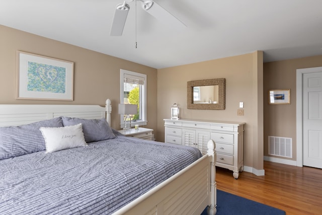 53 Jameson Point Rd Unit 24, Rockland, ME 04841 - bedroom with ceiling fan, baseboards, visible vents, and wood finished floors