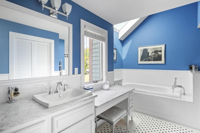 53 Jameson Point Rd Unit 24, Rockland, ME 04841 - full bath featuring a bath, vanity, and lofted ceiling