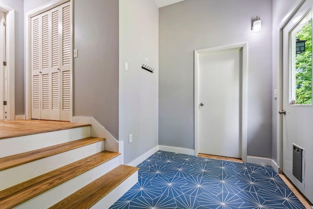 314 Meadow Rd, Topsham, ME 04086 - entrance foyer with tile patterned floors and stairway