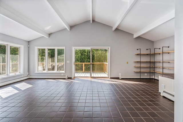 314 Meadow Rd, Topsham, ME 04086 - unfurnished living room featuring plenty of natural light, a baseboard heating unit, and dark tile patterned floors